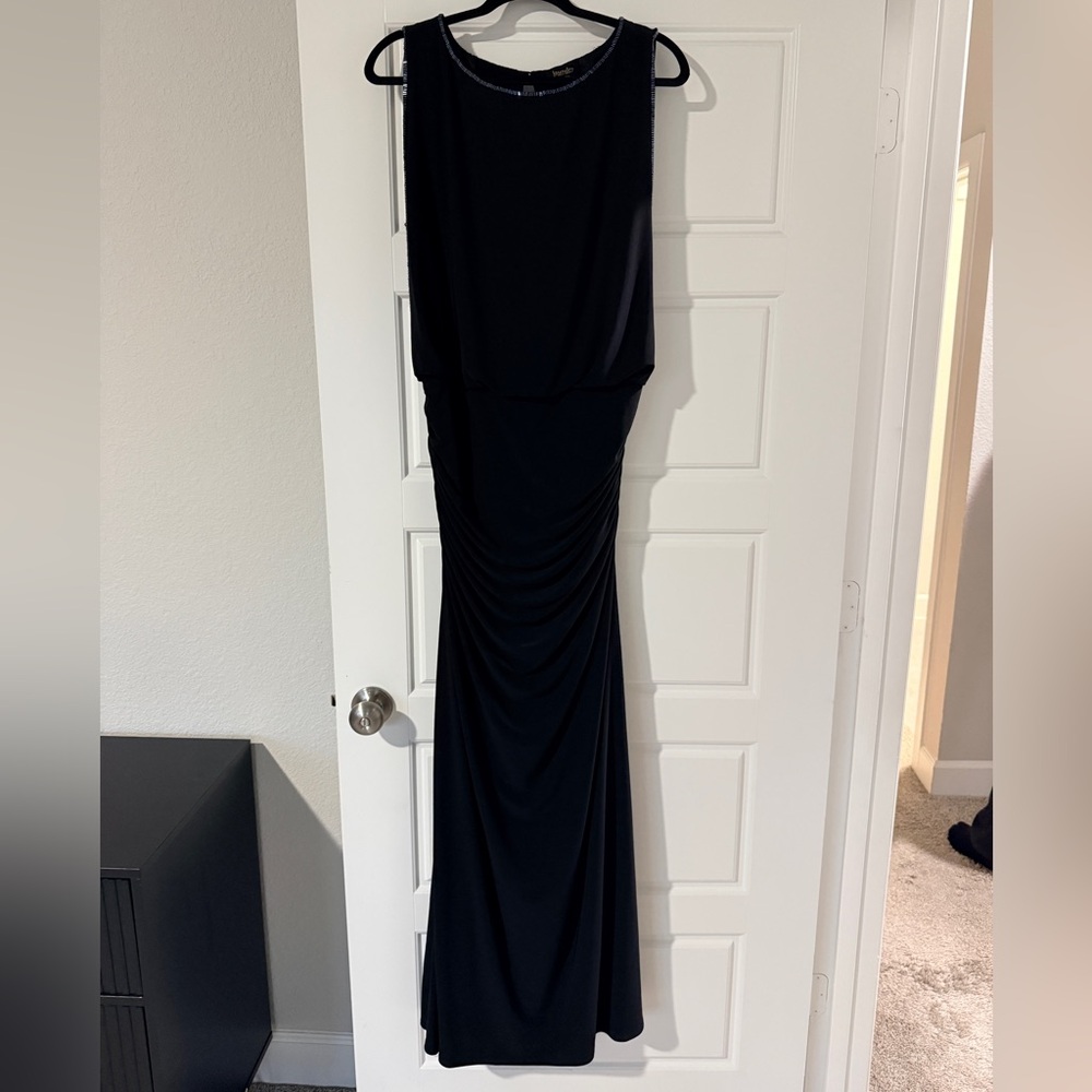Laundry by Shelli Segal Black Beaded Ruched Dress Size 10